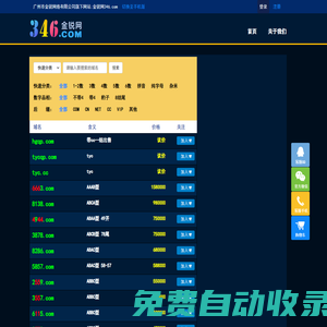 金锐网346.com是广州市金锐网络旗下专注于优质拼音、数字、短杂域名交易
